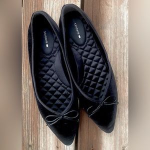 Birdies The Goldfinch Velvet Ballet Flat Caviar Black Size 8